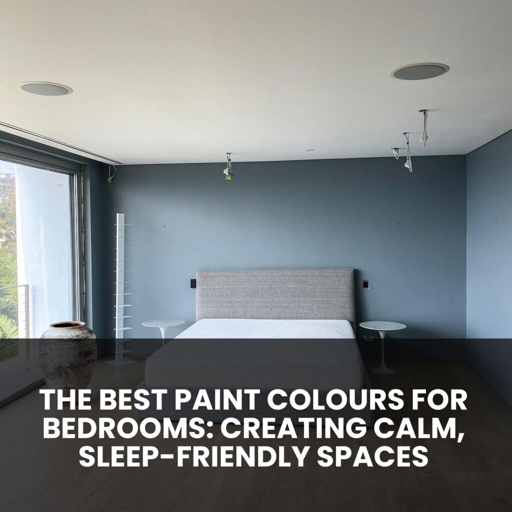 Minimalist bedroom with grey painted walls