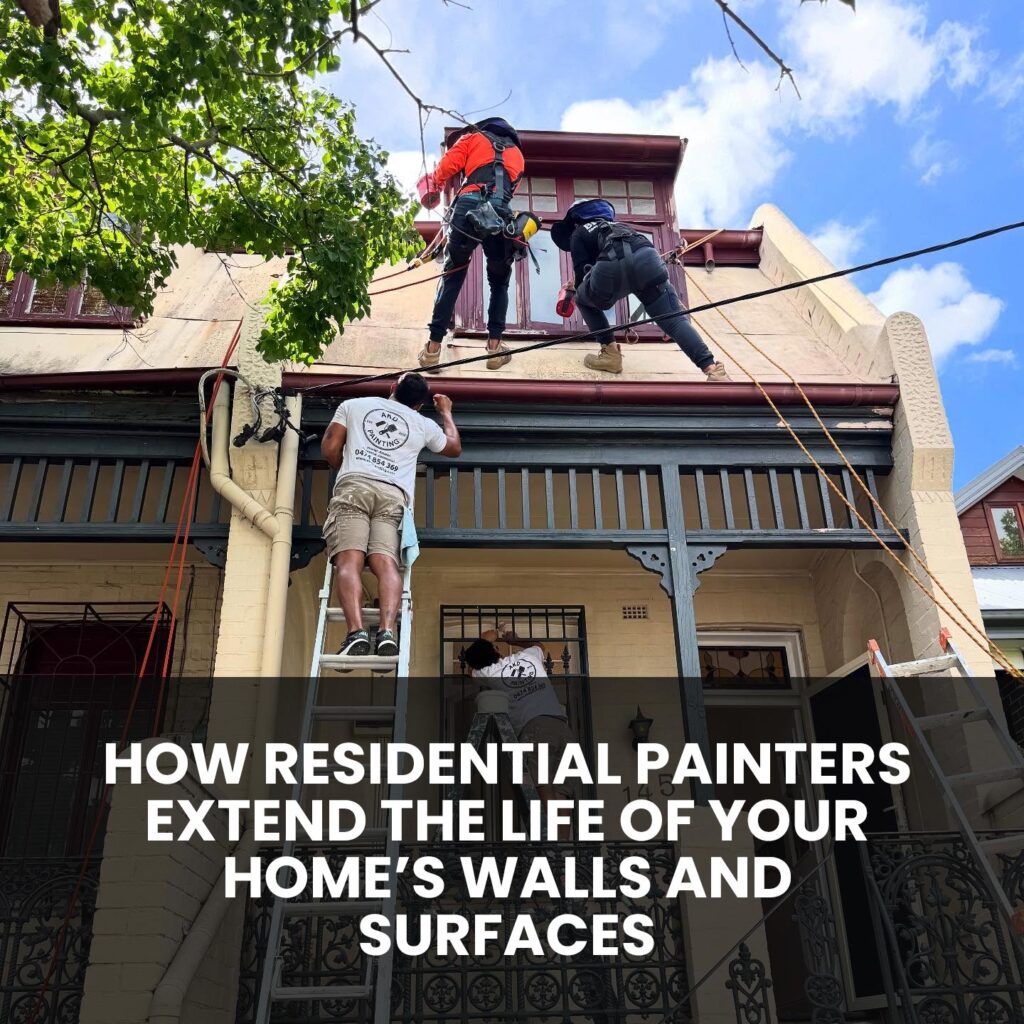AKD Painting team painting a Sydney heritage home to extend the lifespan of its walls