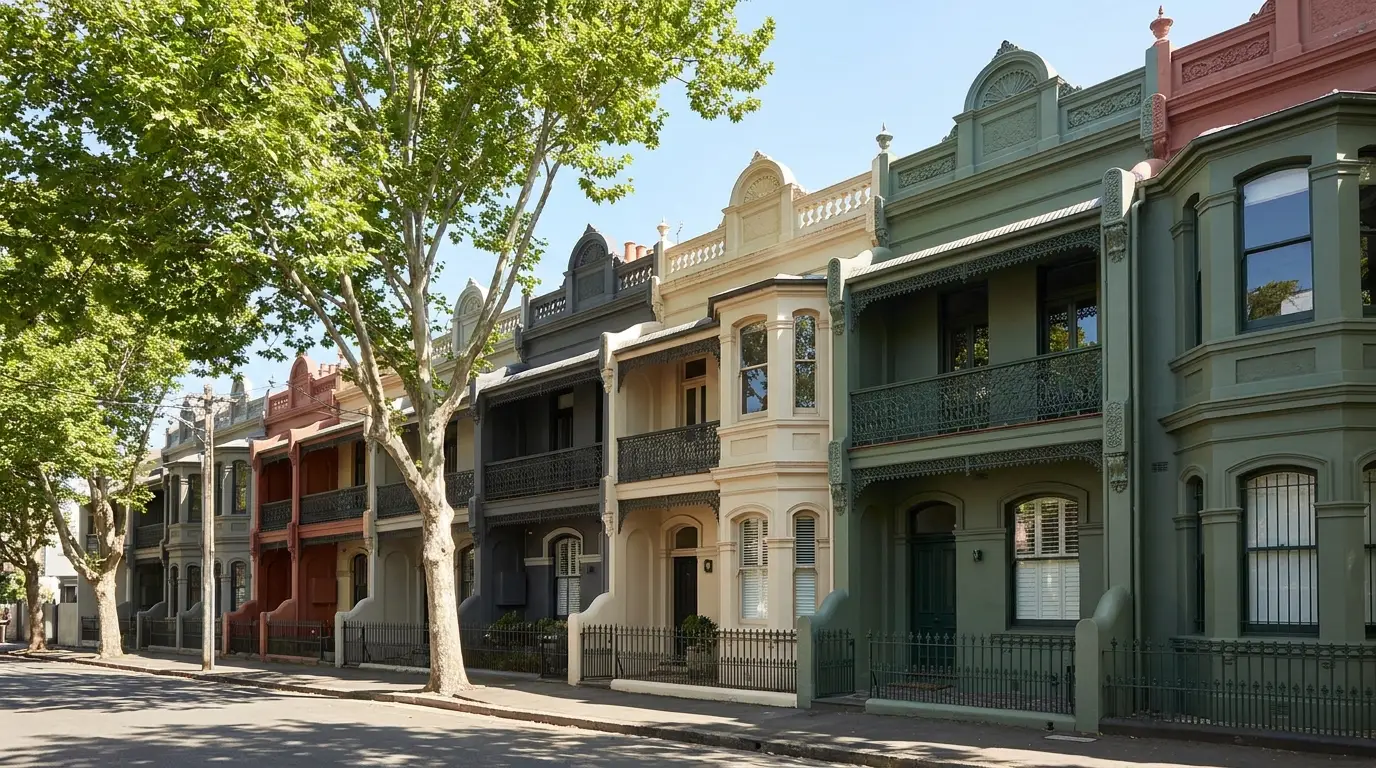 Freshly painted terrace houses in Sydney's Inner West
