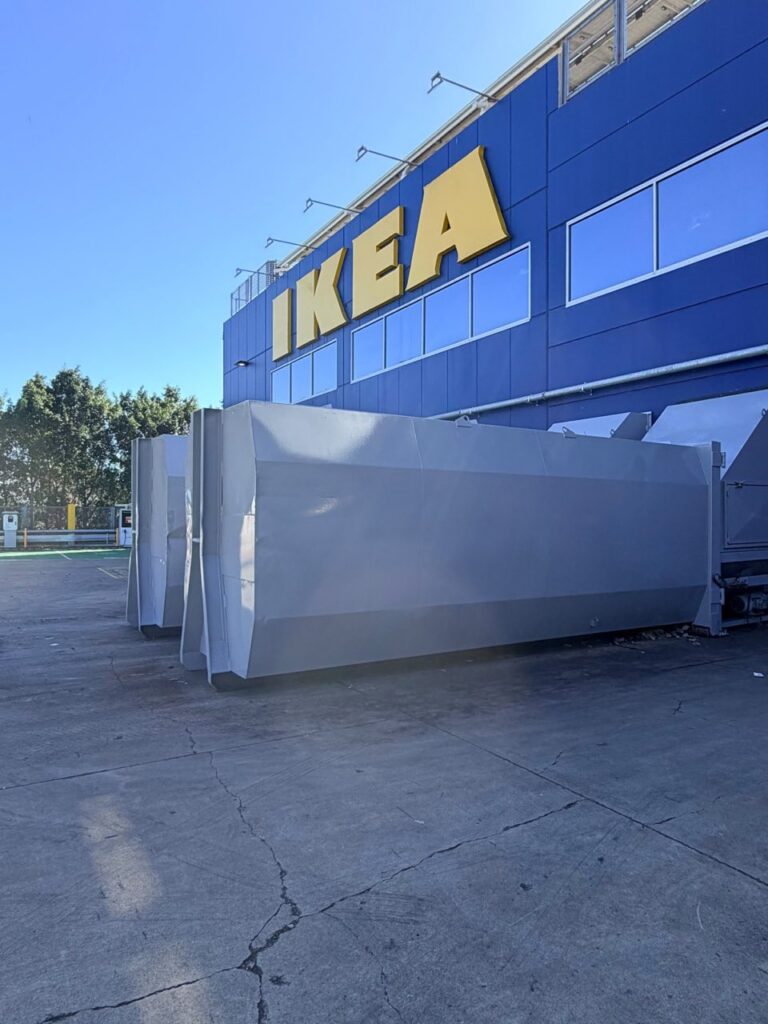 Waste compactors at IKEA Rhodes finished in the Dulux Protective Coatings system