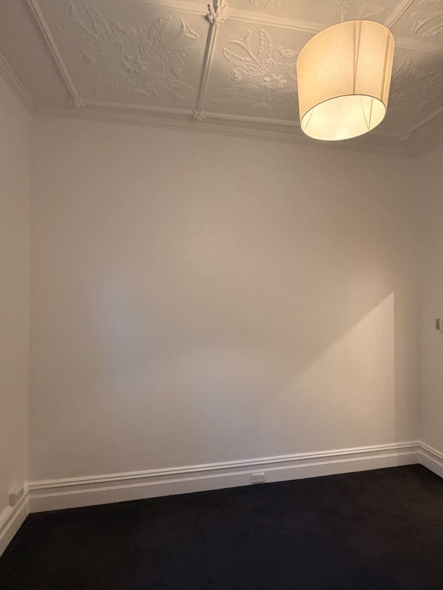Repaired and repainted wall with picture rail and skirting in an Inner West home